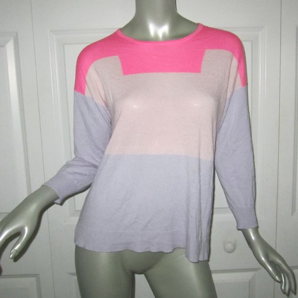 J. CREW Pink Italian Cashmere Colorblock Sweater - Picture 1 of 6